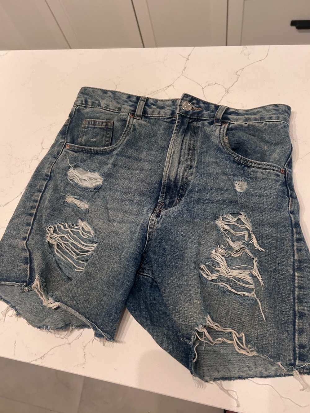 Light Blue 90's Long Denim Jorts